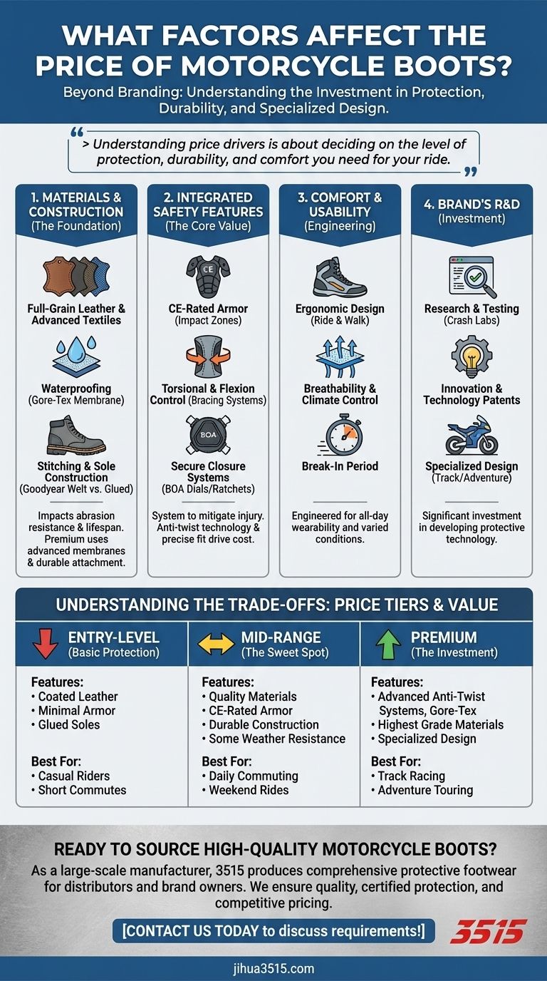 Welche Faktoren beeinflussen den Preis von Motorradstiefeln? Ein Leitfaden zu Kosten vs. Schutz Visuelle Anleitung