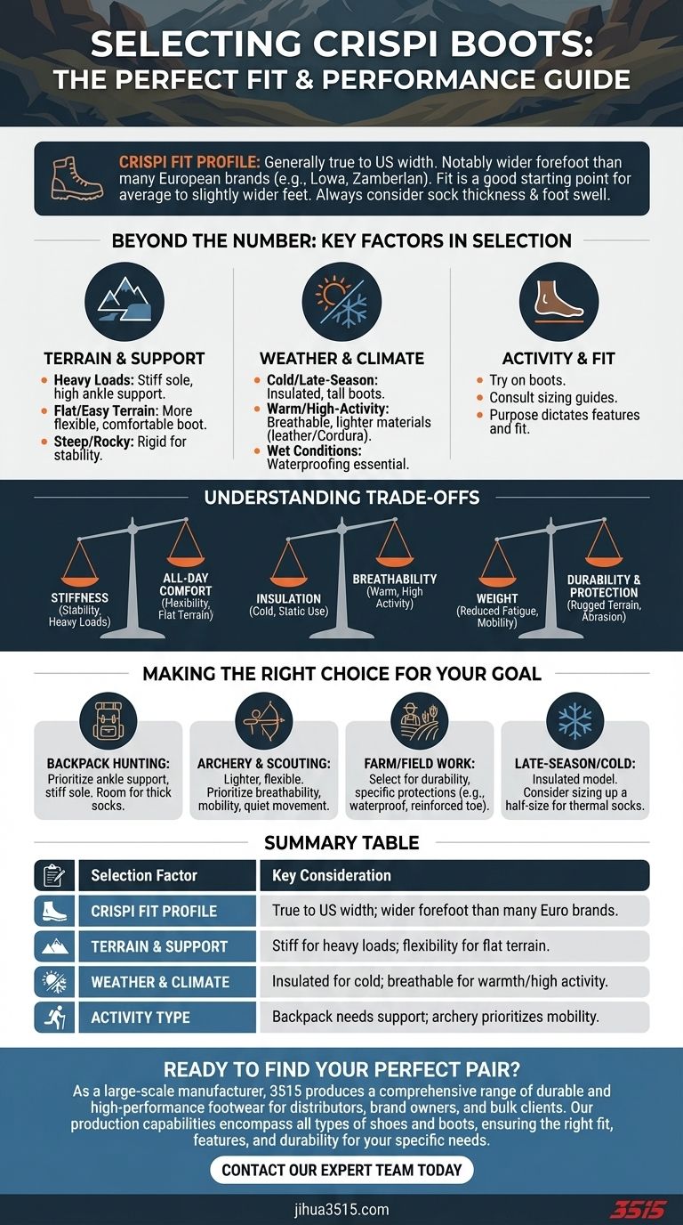 选择 Crispi 靴子尺码时应考虑哪些因素？找到最适合您的尺码，以达到最佳性能 图解指南