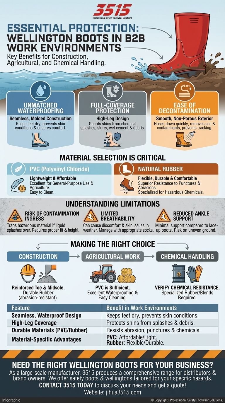 在建筑、农业和化工工作环境中穿着威灵顿靴子有什么好处？ 图解指南