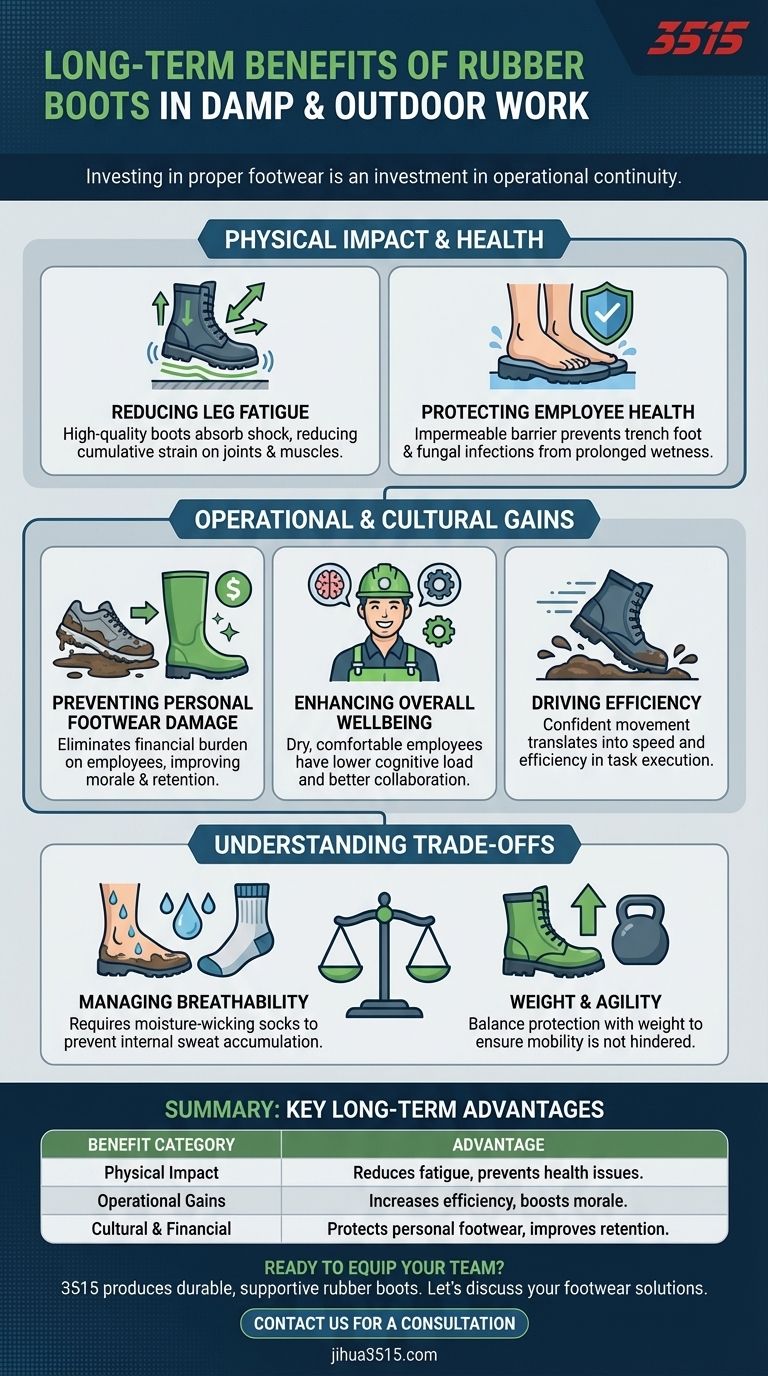 ما هي الفوائد طويلة الأجل لتوفير أحذية مطاطية للموظفين؟ تعزيز الروح المعنوية والكفاءة دليل مرئي