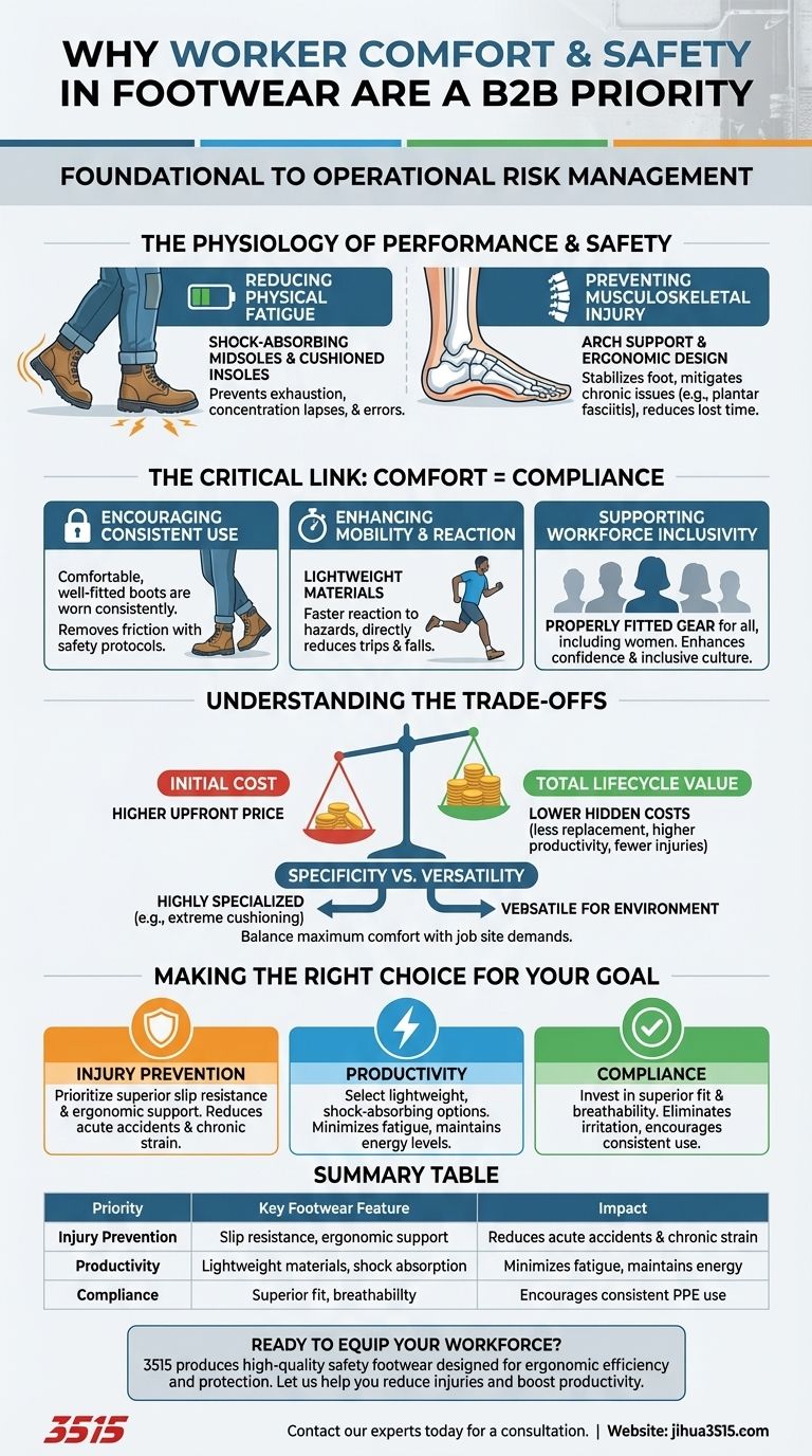 Почему комфорт и безопасность работников должны быть приоритетом при выборе обуви? Повышение производительности и обеспечение соответствия требованиям Визуальное руководство