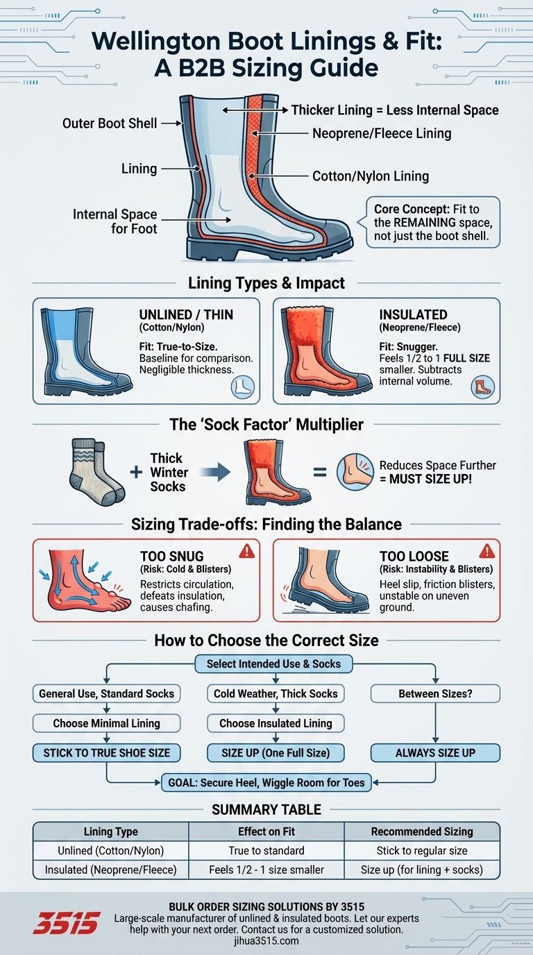 ウェリントンブーツの裏地はサイズに影響しますか？完璧なフィット感を見つけるためのガイド ビジュアルガイド