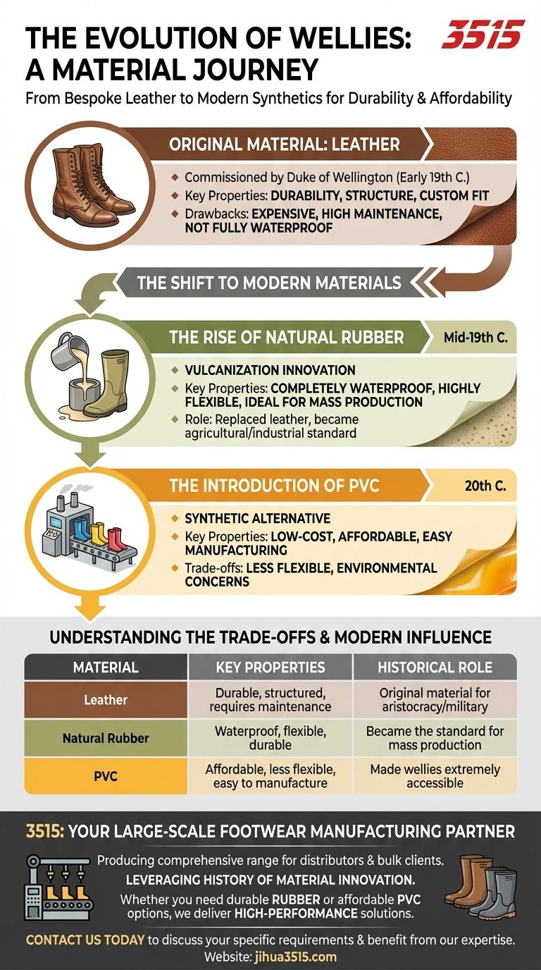 Quali materiali venivano tradizionalmente utilizzati per realizzare gli stivali di gomma? Dalla pelle ai moderni sintetici Guida Visiva