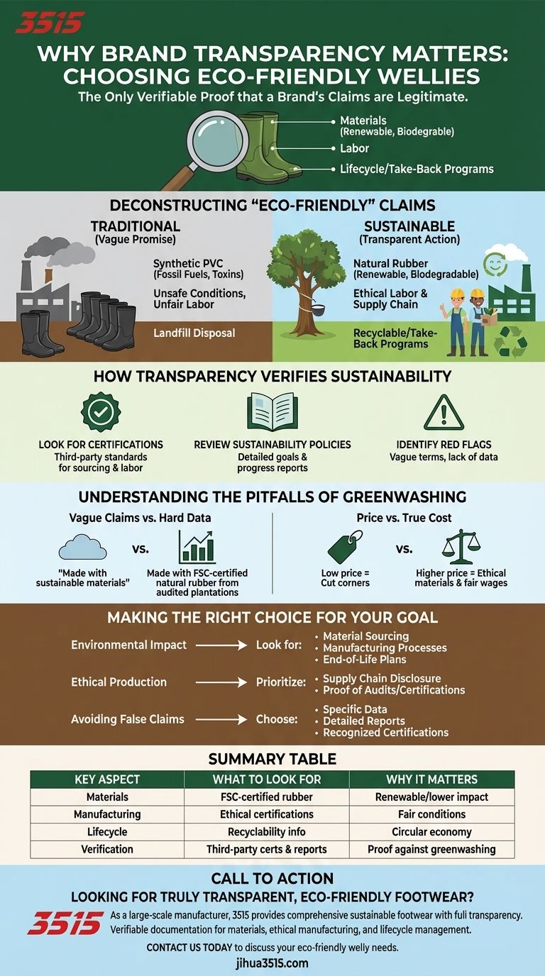 Why is brand transparency important when choosing eco-friendly wellies? Your Guide to Avoiding Greenwashing Visual Guide