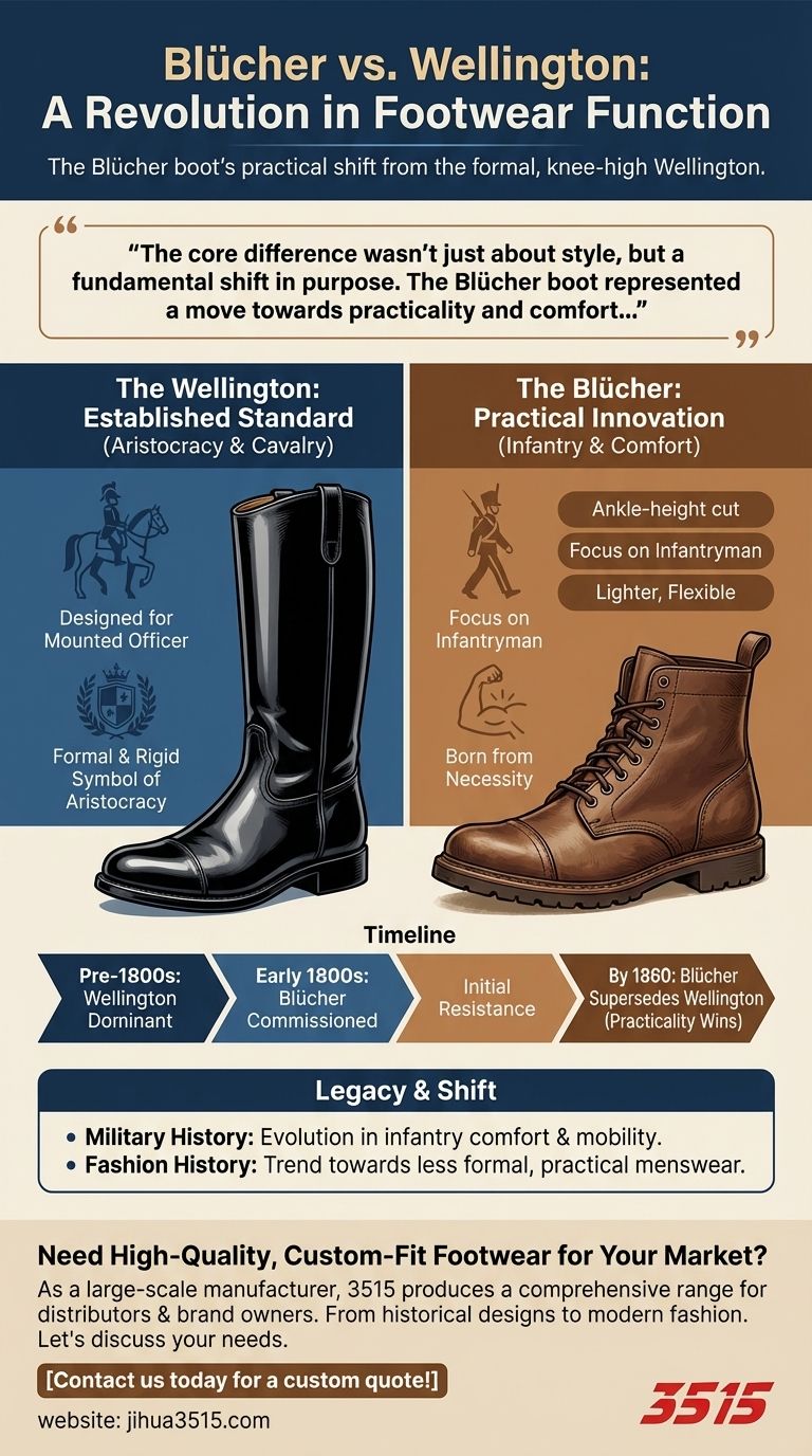 Cos'era lo stivale Blücher e in cosa differiva dai Wellington? Un racconto di due stivali del XIX secolo Guida Visiva