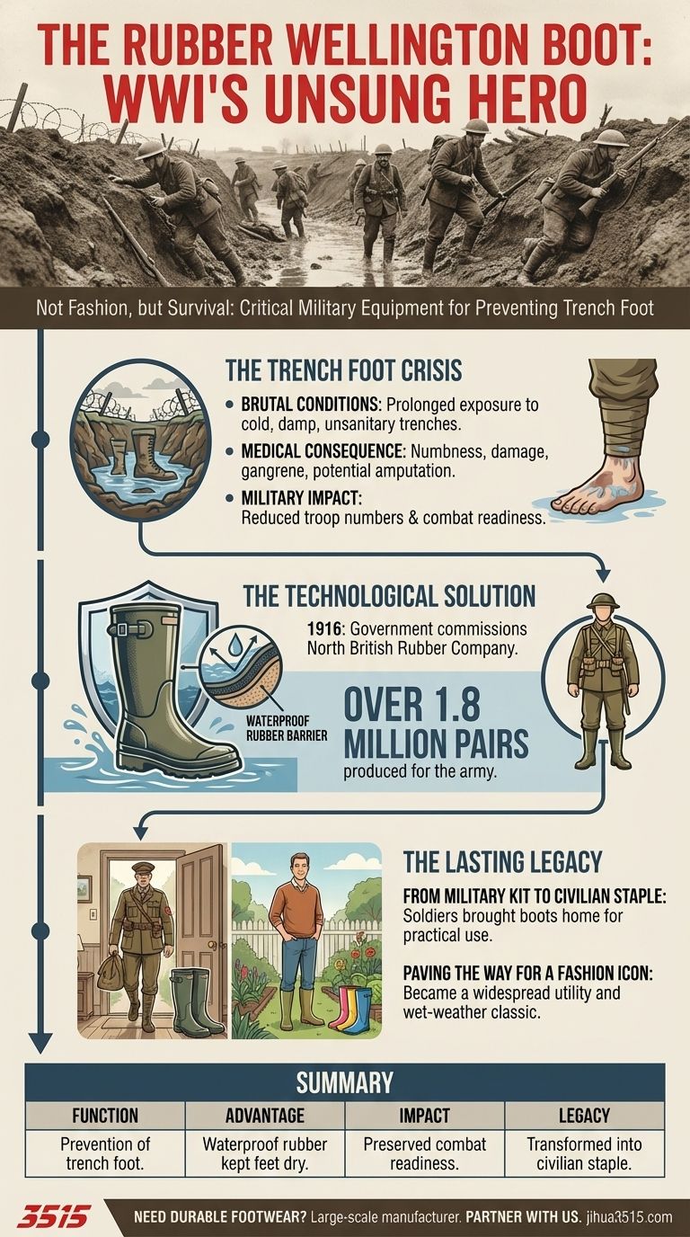 Qual è stato il significato degli stivali di gomma Wellington durante la Prima Guerra Mondiale? Un'innovazione salvavita per i soldati Guida Visiva