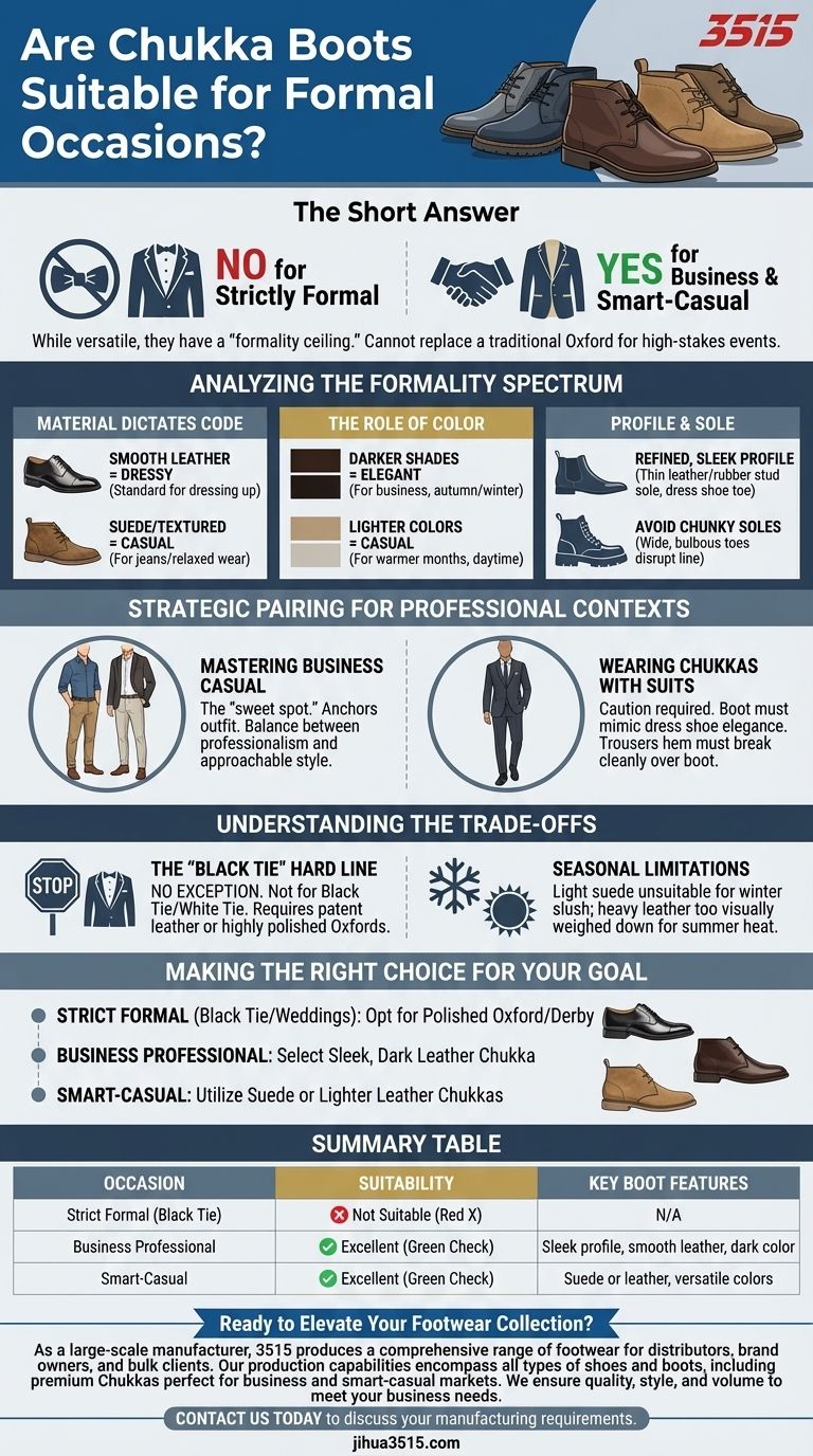 Gli stivali Chukka sono adatti per occasioni formali? Una guida all'abbigliamento elegante e appropriato Guida Visiva