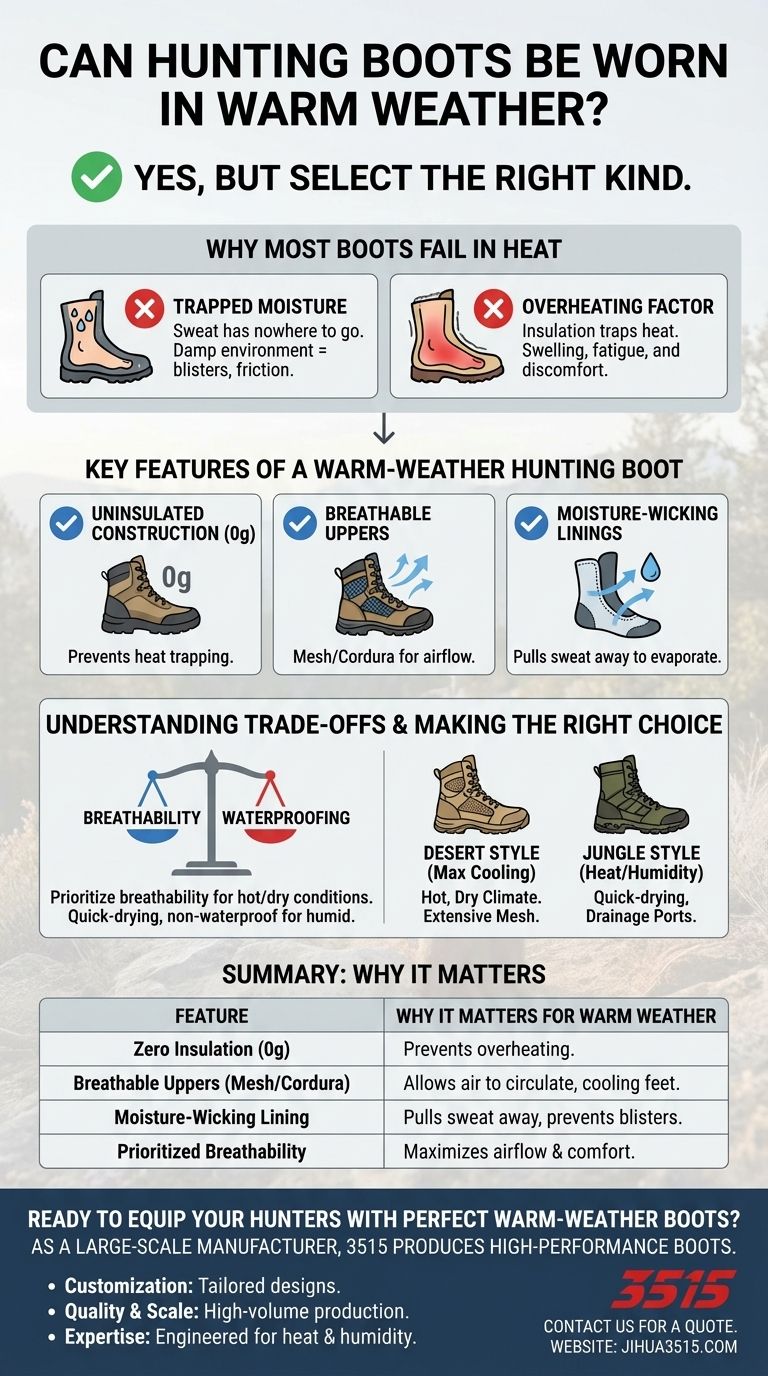 ¿Se pueden usar botas de caza en climas cálidos? Sí, con las características adecuadas de transpirabilidad. Guía Visual