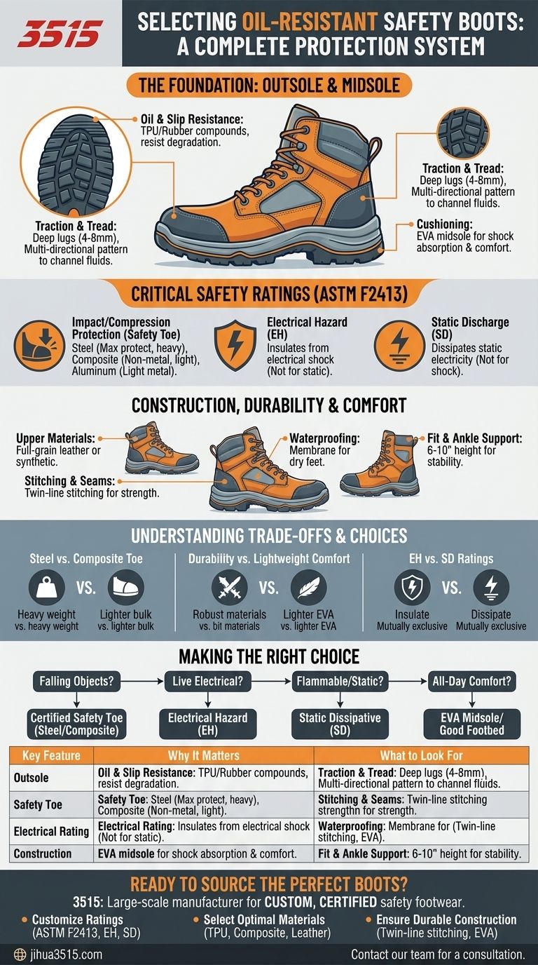 Quelles caractéristiques faut-il prendre en compte lors de la sélection de bottes de sécurité résistantes à l'huile ? Assurer une protection et un confort maximum Guide Visuel