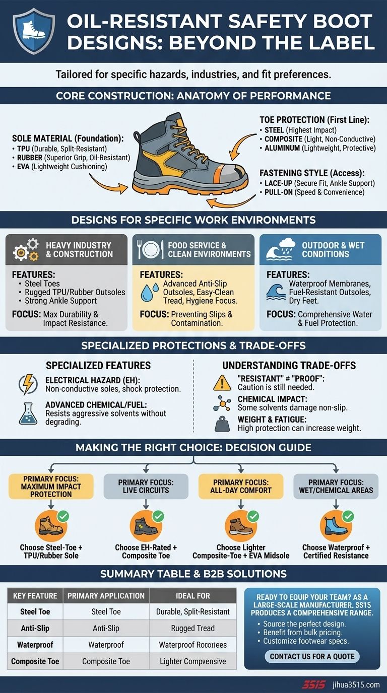 내유성 안전화에는 어떤 디자인이 있습니까? 귀하의 산업에 완벽하게 맞는 제품을 찾아보세요. 시각적 가이드