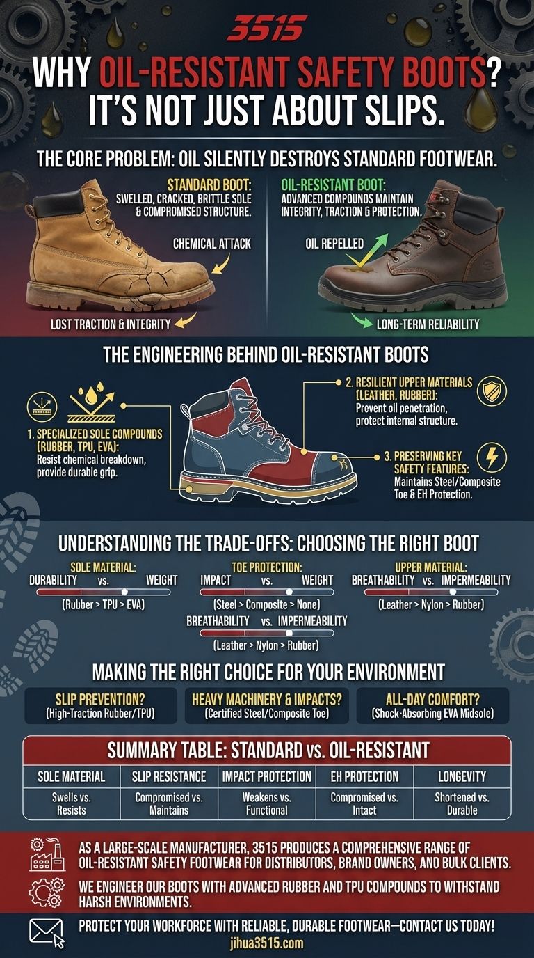 Perché dovresti indossare scarponi antinfortunistici resistenti all'olio? Prevenire il degrado e garantire una protezione duratura Guida Visiva
