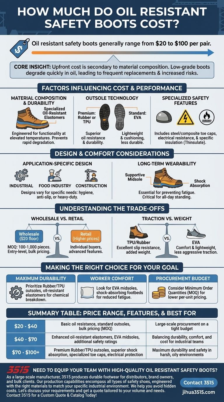 Quanto costano gli stivali di sicurezza resistenti all'olio? Una guida ai prezzi per acquirenti all'ingrosso Guida Visiva