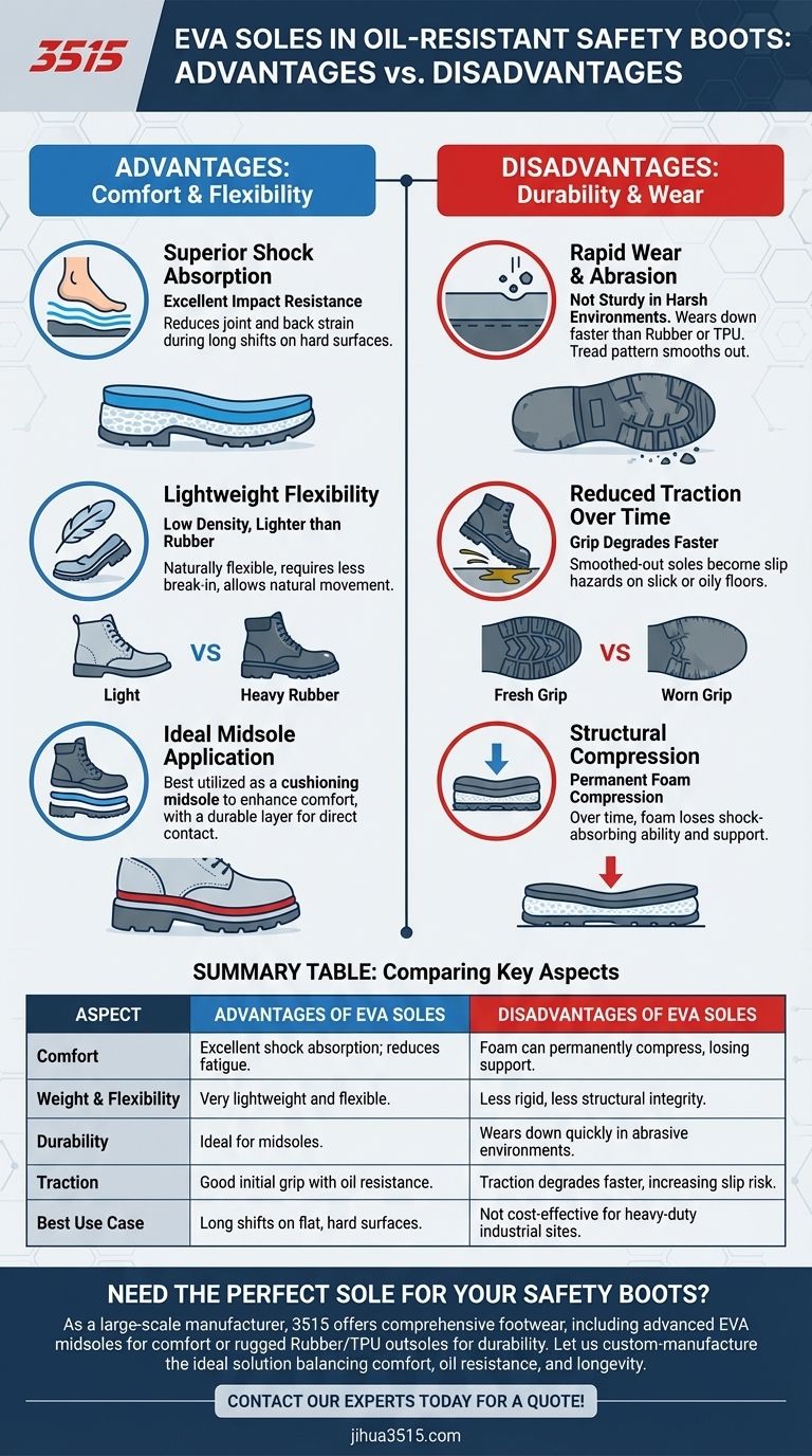 ¿Cuáles son las ventajas y desventajas de las suelas de etilvinilacetato (EVA) en botas de seguridad resistentes al aceite? Equilibrando comodidad y durabilidad Guía Visual