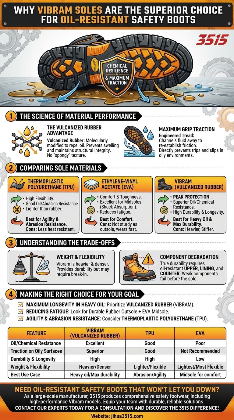 Warum gelten Vibram-Sohlen als ausgezeichnet für ölbeständige Sicherheitsstiefel? Unübertroffene chemische Beständigkeit & Grip Visuelle Anleitung