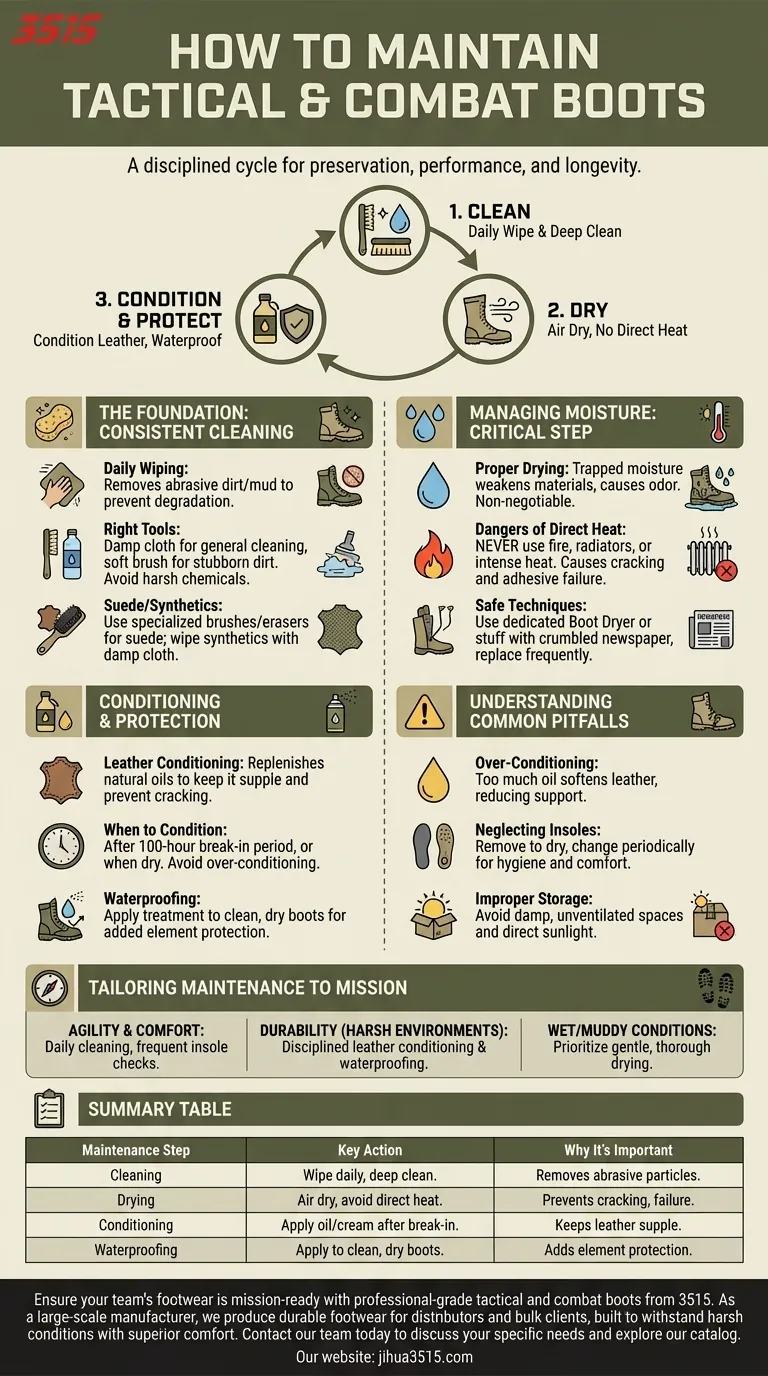 Comment entretenir les bottes tactiques ou de combat ? Un guide pour prolonger leur durée de vie et leurs performances Guide Visuel