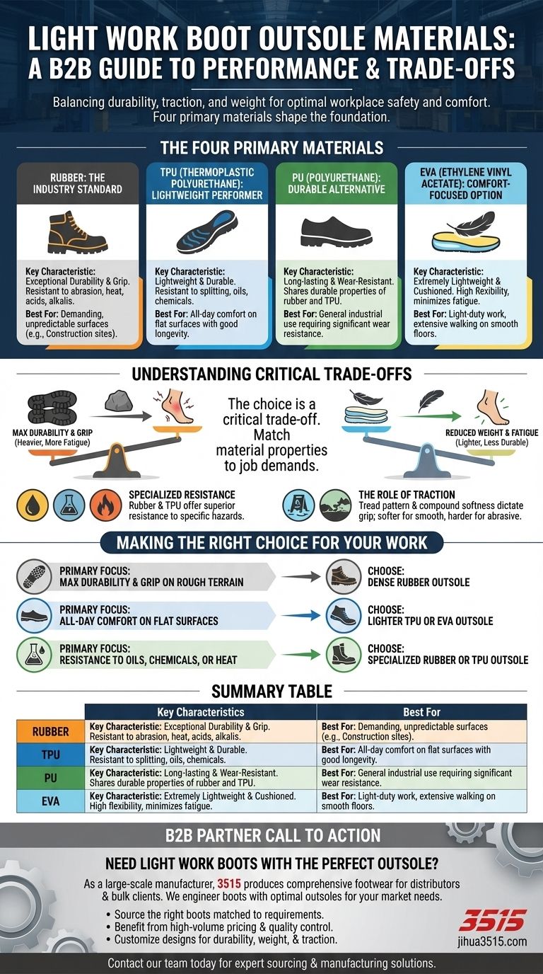 Welche Materialien werden typischerweise für die Laufsohle von leichten Arbeitsstiefeln verwendet? Finden Sie die perfekte Balance zwischen Haltbarkeit und Komfort Visuelle Anleitung