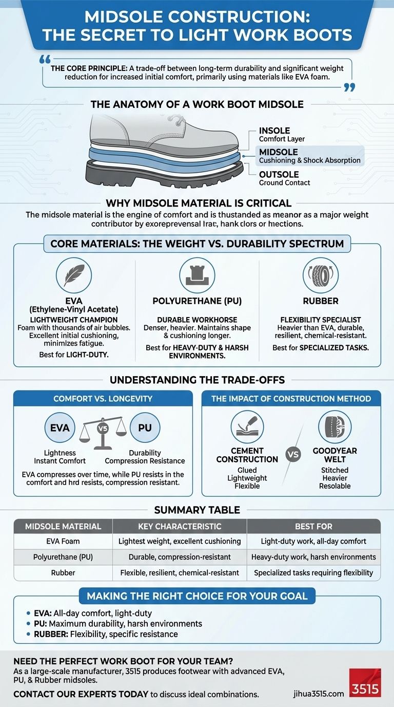 Come è costruita l'intersuola degli scarponi da lavoro leggeri per mantenerne la leggerezza? Ottieni comfort tutto il giorno Guida Visiva