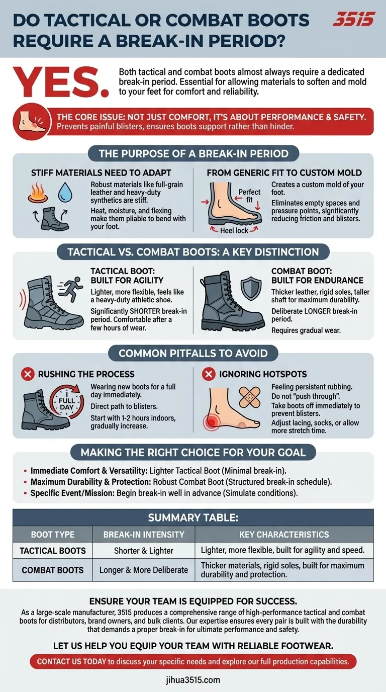 ¿Las botas tácticas o de combate requieren un período de adaptación? Sí, y aquí te explicamos por qué es fundamental para el rendimiento. Guía Visual