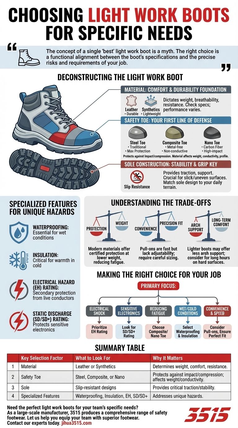 Cosa considerare quando si scelgono scarponi da lavoro leggeri per esigenze specifiche? Abbinare i pericoli alle caratteristiche Guida Visiva