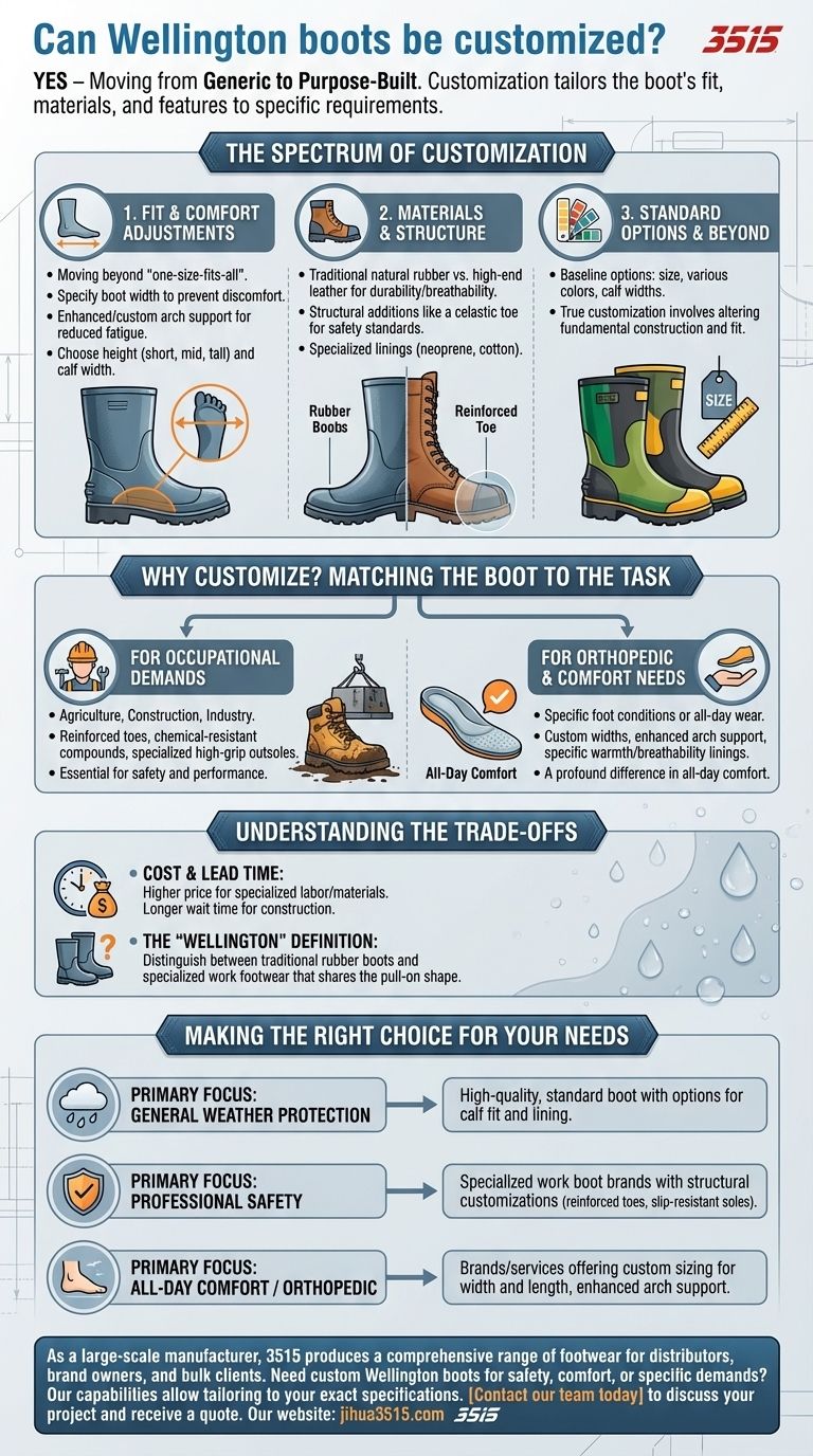 웰링턴 부츠를 맞춤 제작할 수 있나요? 특정 요구 사항에 완벽하게 맞추세요 시각적 가이드