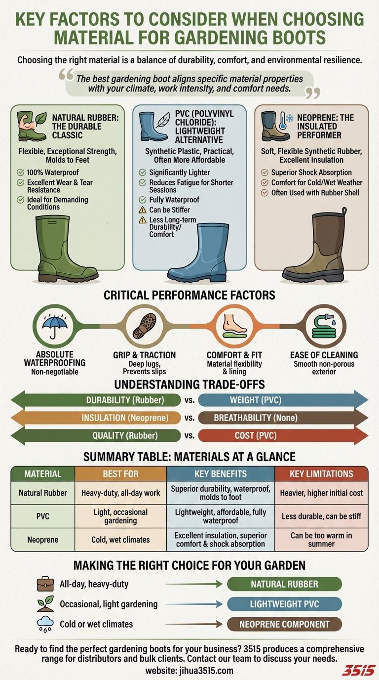 Was sind die Schlüsselfaktoren bei der Auswahl von Materialien für Gartenstiefel? Ein Leitfaden zu Haltbarkeit & Komfort Visuelle Anleitung