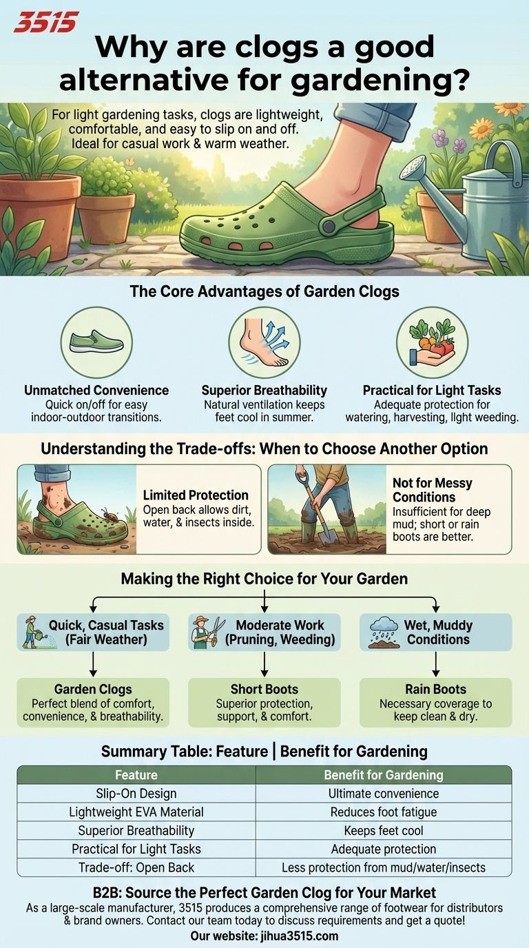 Why are clogs a good alternative for gardening? Lightweight, Breathable & Easy to Slip On Visual Guide