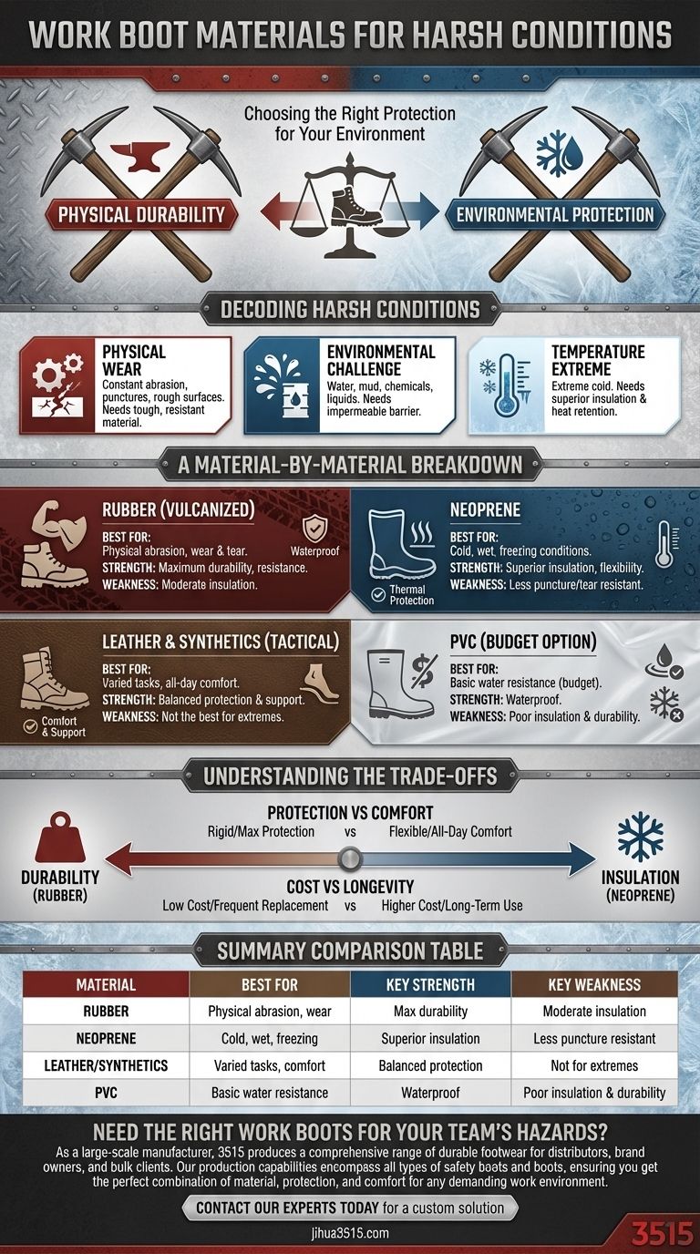 Какой материал рекомендуется для рабочей обуви в суровых или тяжелых условиях? Выберите правильную обувь для вашей работы Визуальное руководство