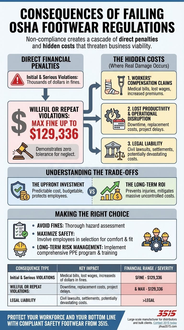 ¿Cuáles son las consecuencias de no cumplir con las regulaciones de calzado de OSHA? Evite multas y proteja su negocio Guía Visual