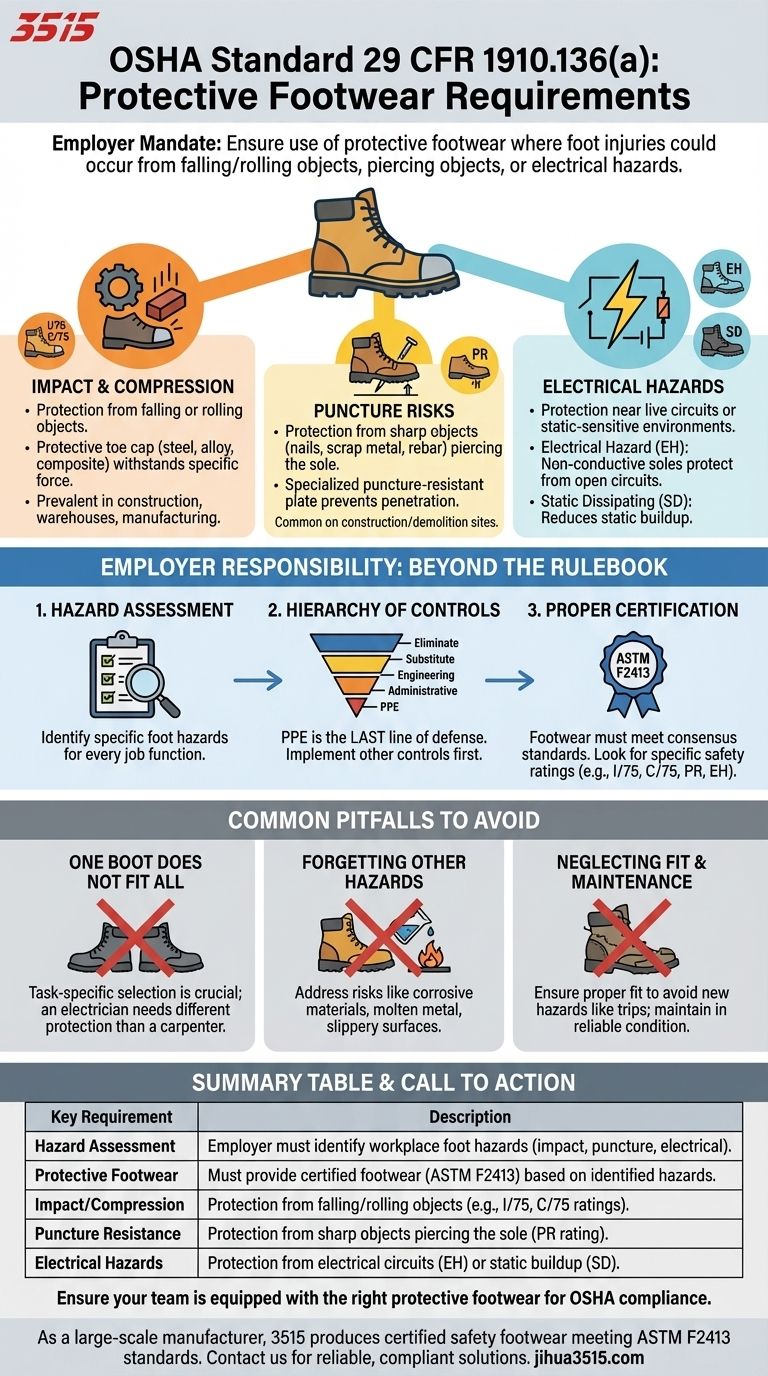 OSHA 표준 29 CFR 1910.136(a)는 보호 발걸이에 대해 무엇을 요구합니까? 규정 준수 및 작업자 안전 보장 시각적 가이드