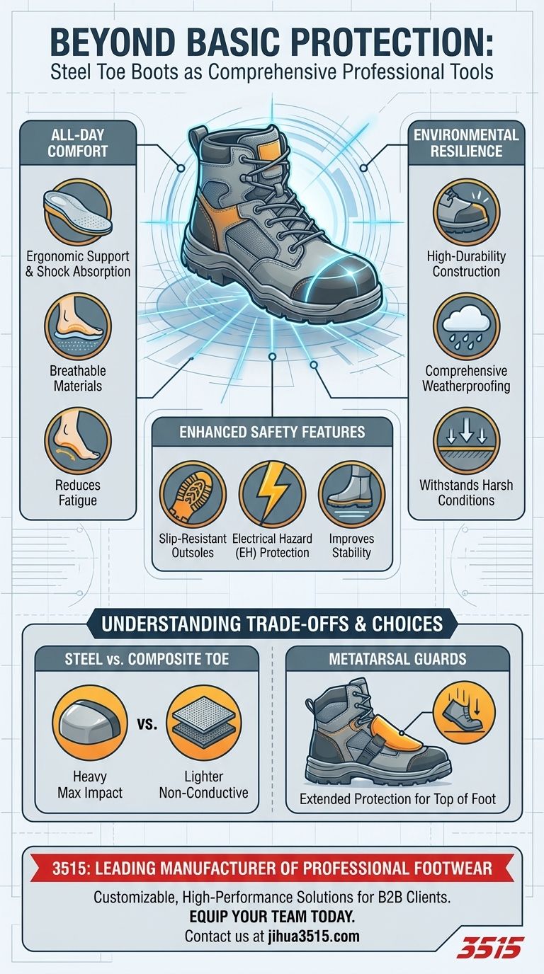 Quelles caractéristiques les bottes à embout d'acier offrent-elles en plus de la protection ? Libérez le confort toute la journée et une sécurité améliorée Guide Visuel