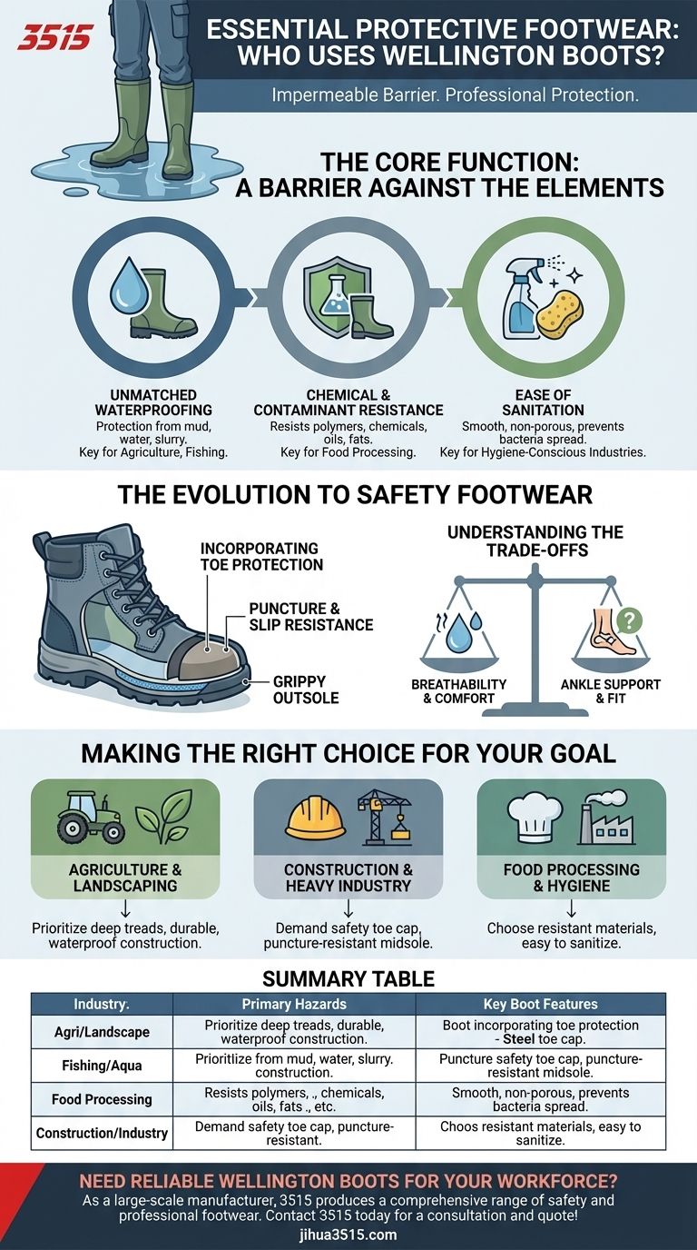 ¿Qué tipos de trabajadores usan comúnmente las botas de agua (Wellington)? Calzado esencial para profesiones exigentes Guía Visual