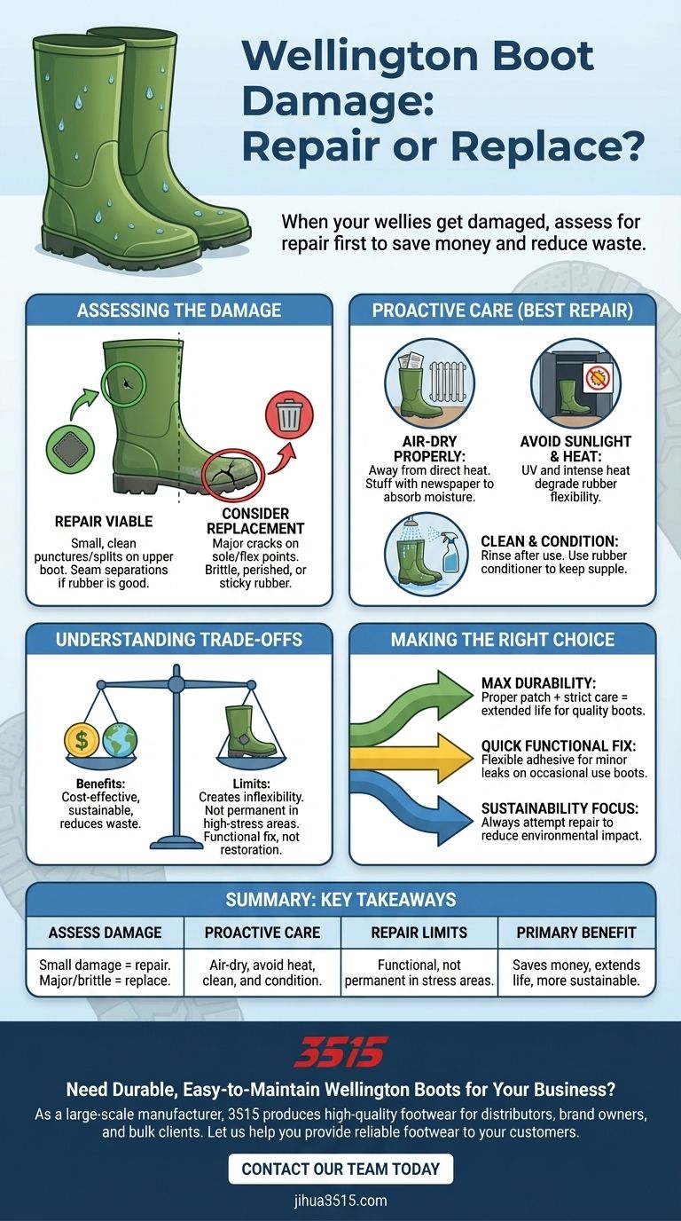 Que faire si vos bottes Wellington sont endommagées ? Un guide pour la réparation et la longévité Guide Visuel