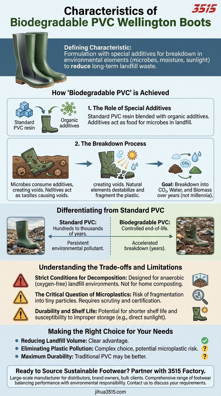 생분해성 PVC 웰링턴 부츠의 특징은 무엇인가요? 친환경 신발 가이드 시각적 가이드