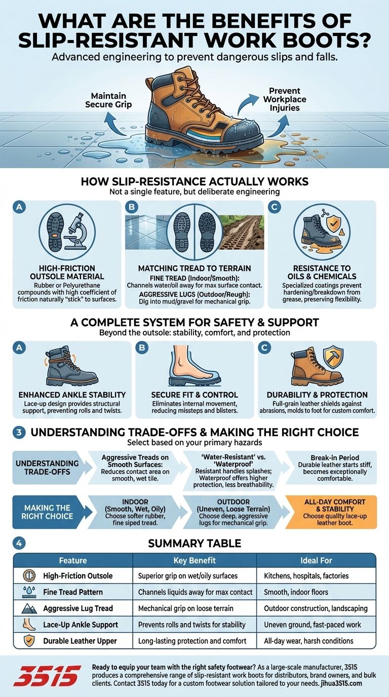 Quais são os benefícios das botas de trabalho antiderrapantes? Prevenção de Quedas e Aumento da Segurança no Local de Trabalho Guia Visual