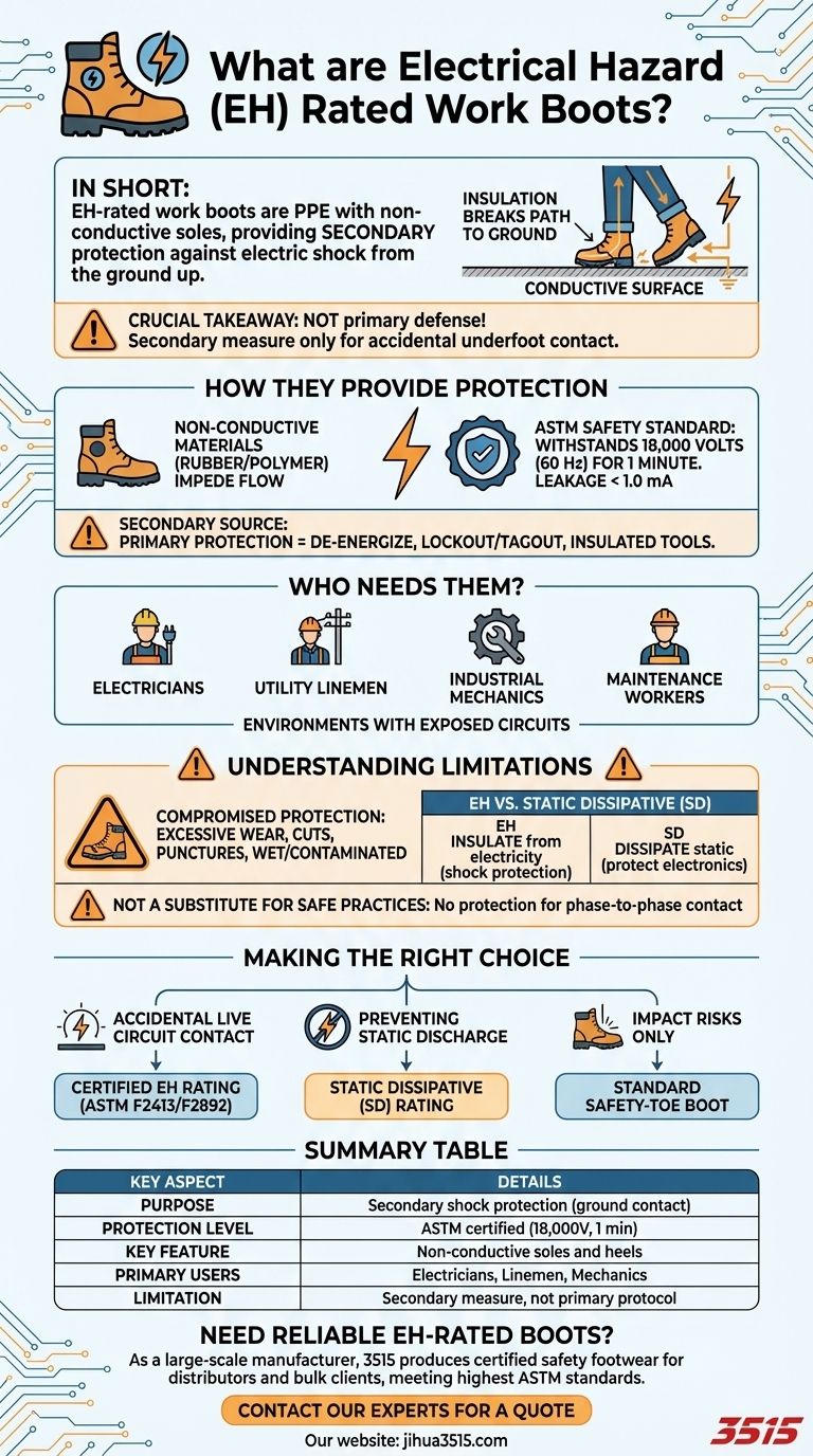 What are electrical hazard (EH) rated work boots? Essential Secondary Protection for High-Risk Jobs Visual Guide