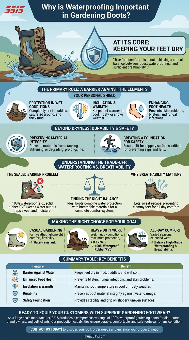 Perché l'impermeabilizzazione è importante negli stivali da giardinaggio? Mantieni i piedi asciutti, sicuri e comodi Guida Visiva