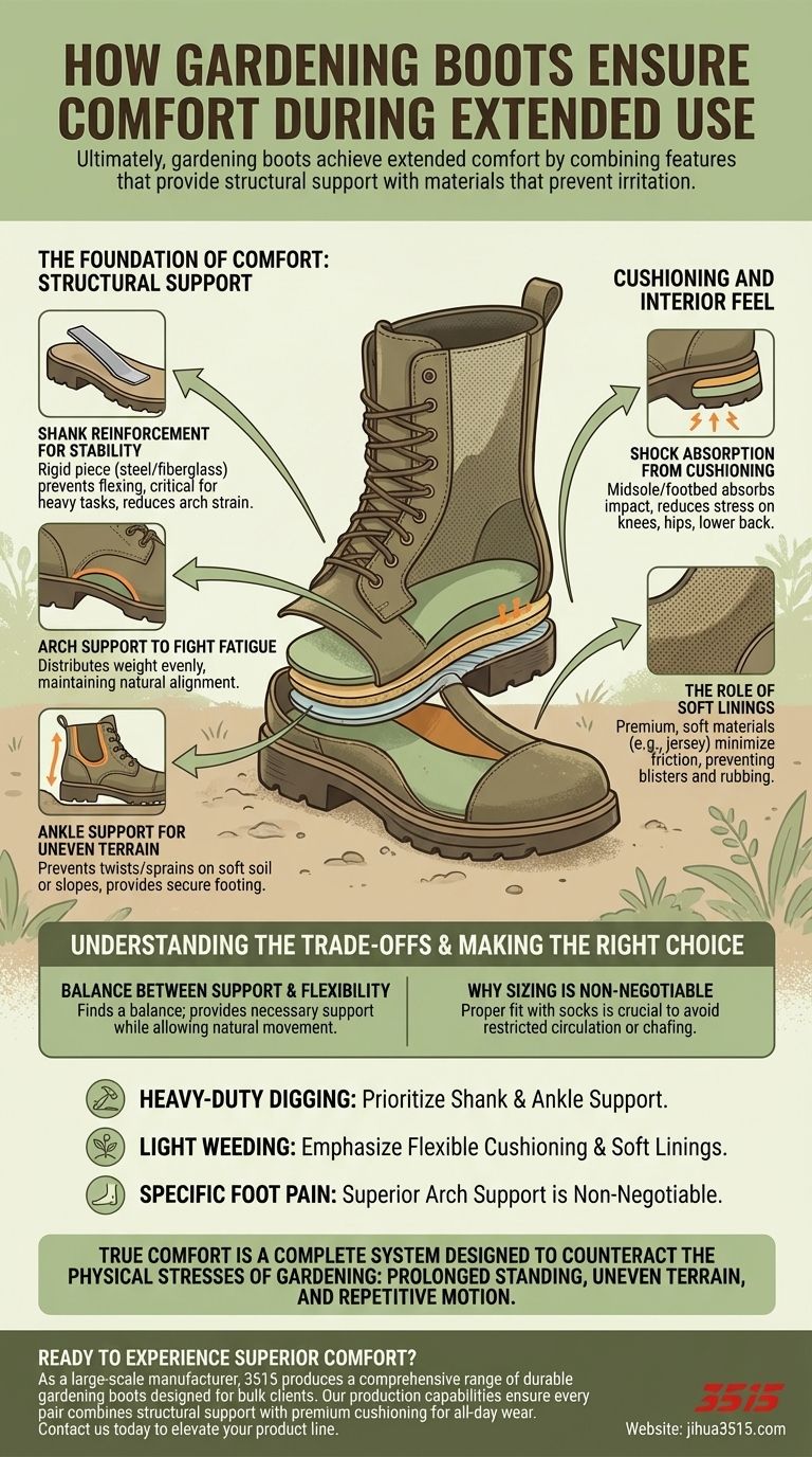 园艺靴如何确保长时间穿着的舒适性？全天穿着的关键特性 图解指南