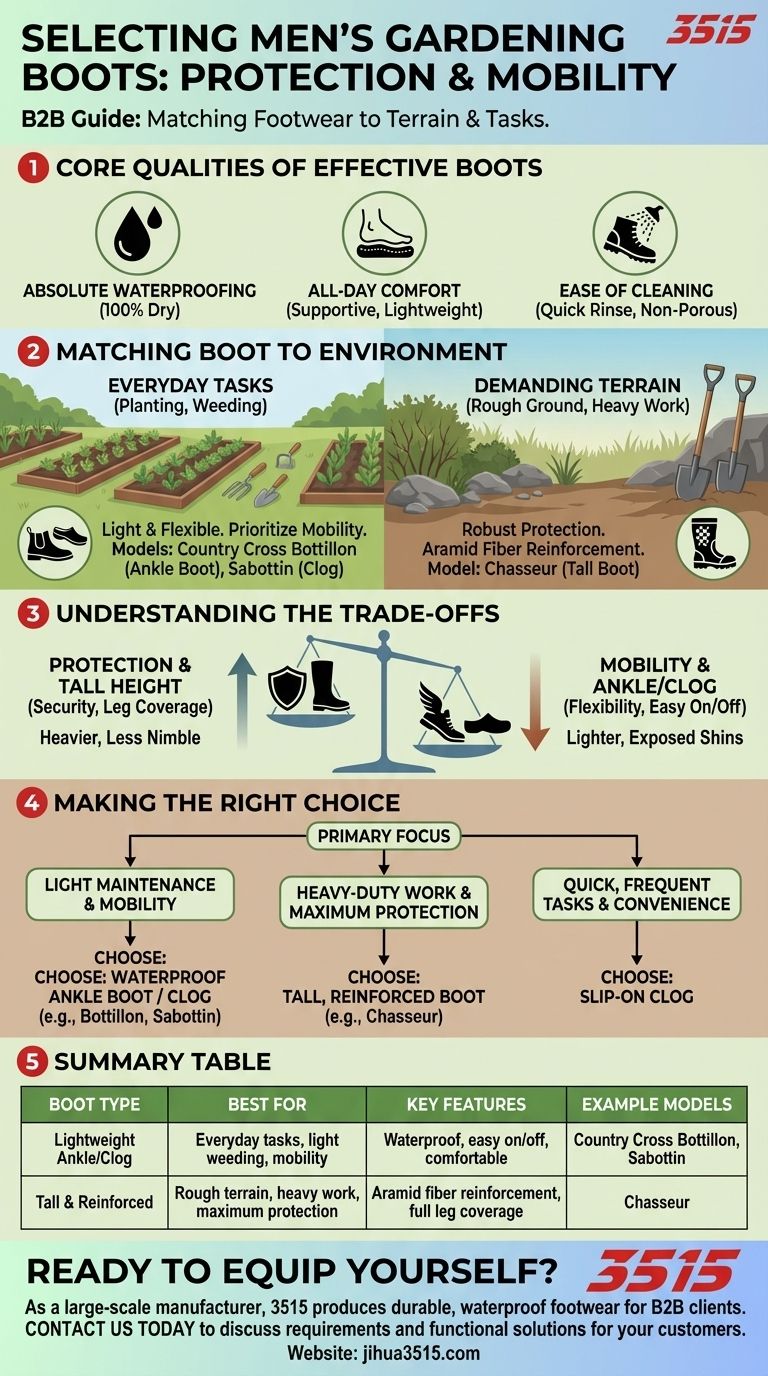 What options are available for men's gardening boots? Find the Perfect Fit for Your Garden's Needs Visual Guide