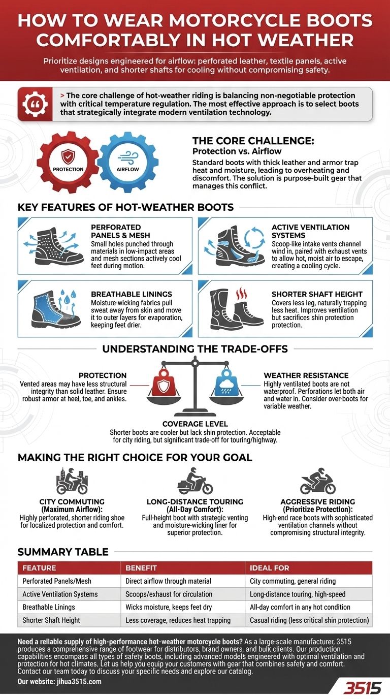 كيف يمكن ارتداء أحذية الدراجات النارية بشكل مريح في الطقس الحار؟ حافظ على البرودة والحماية في رحلات الصيف دليل مرئي