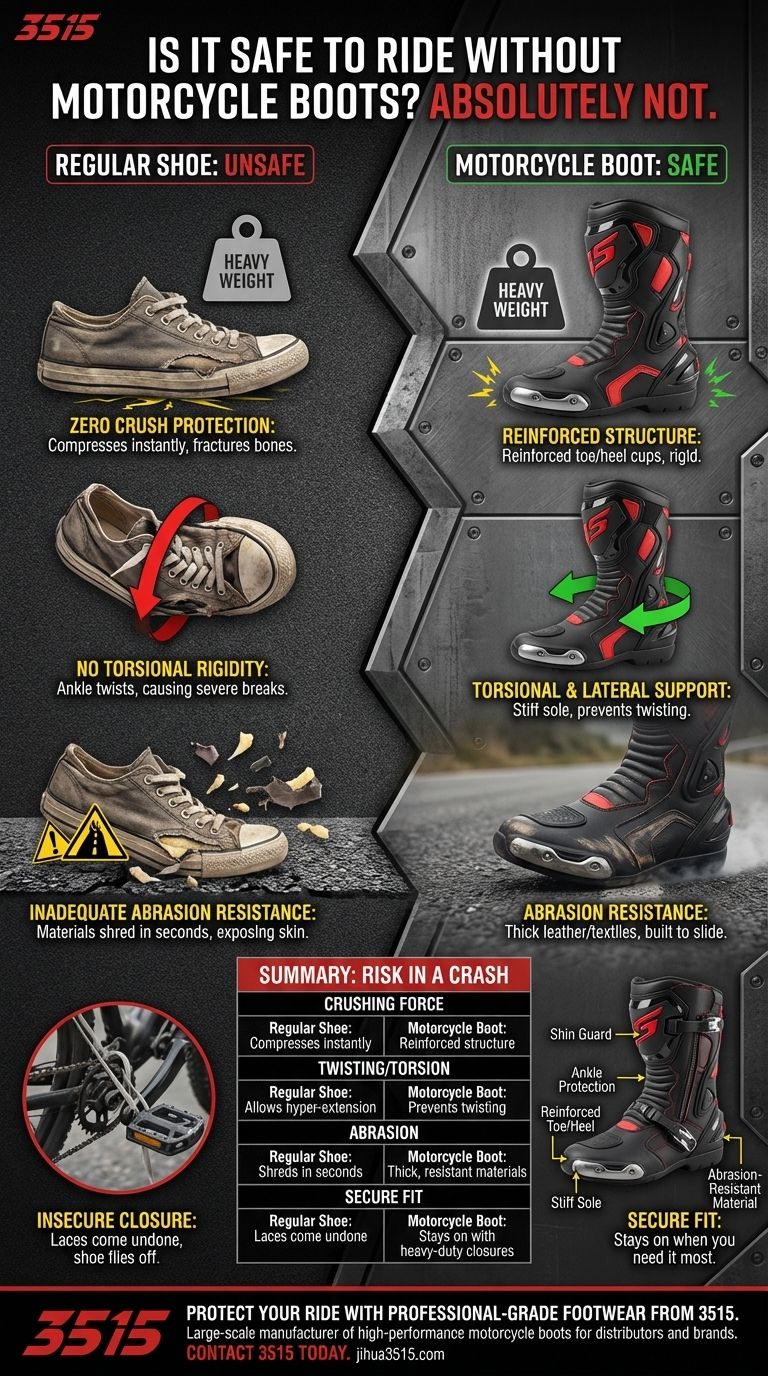 ¿Es seguro conducir una motocicleta sin botas de moto? La brecha crítica de seguridad del calzado que todo conductor debe conocer Guía Visual