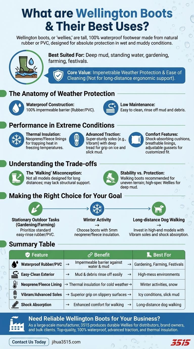 What are Wellington boots, and what are they best suited for? Your Guide to Ultimate Wet-Weather Footwear Visual Guide