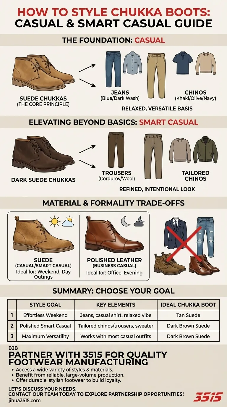 Comment styliser les bottines Chukka pour des tenues décontractées ? Maîtriser les looks polyvalents et sans effort Guide Visuel