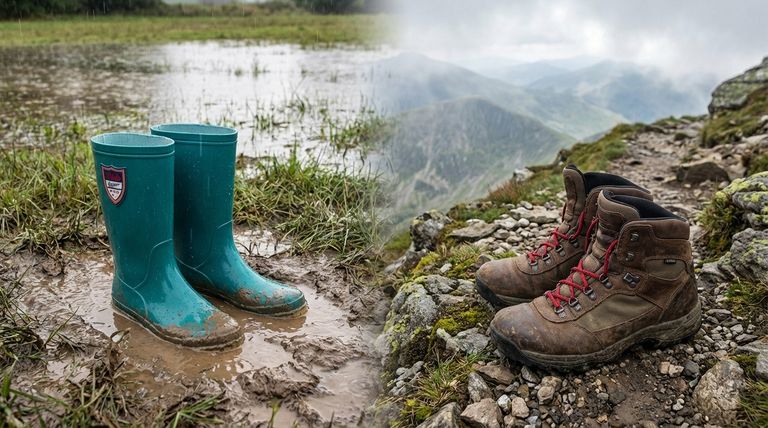 レインブーツはウォーキングブーツよりいつ選ぶべきか?あなたのニーズに合った正しい履物の選び方ガイド