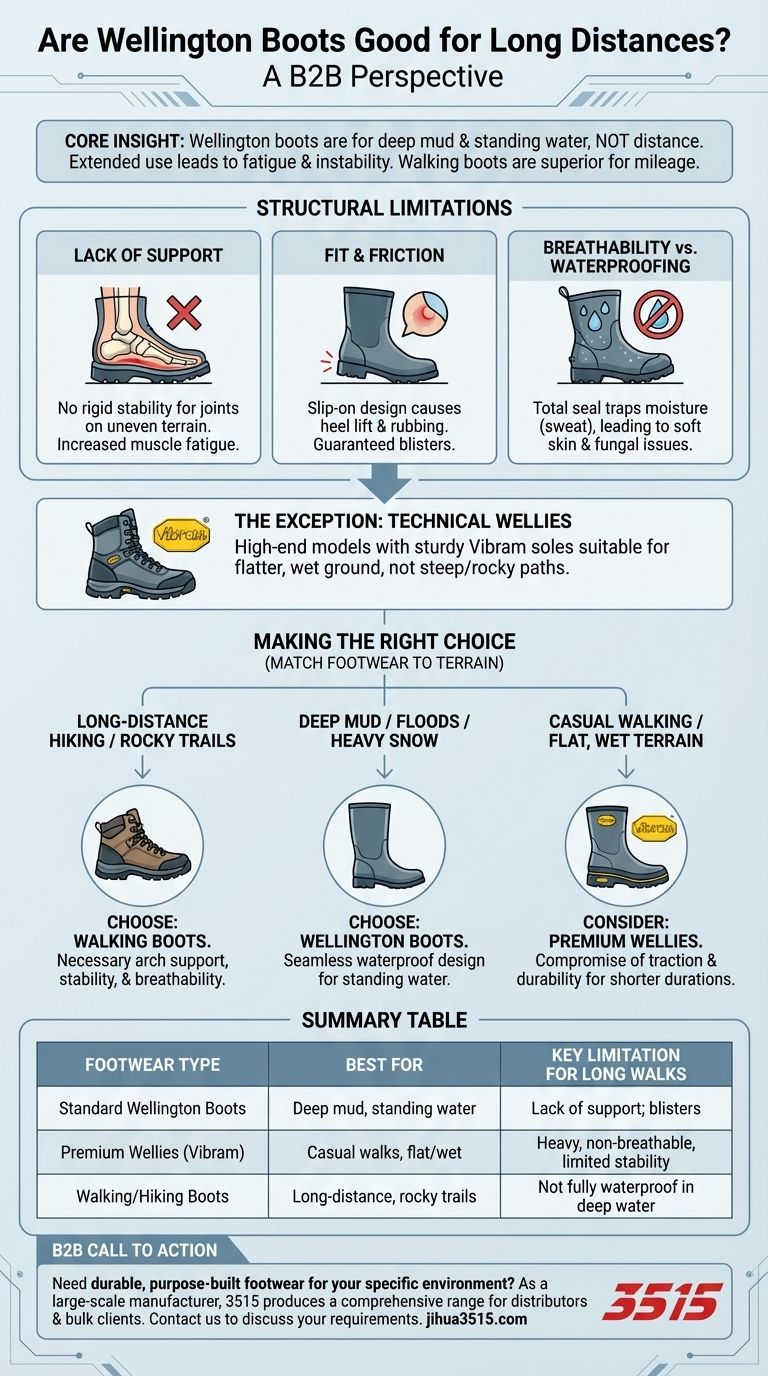 Gli stivali di gomma sono adatti per camminare a lunghe distanze? Scegli le calzature giuste per il tuo terreno Guida Visiva
