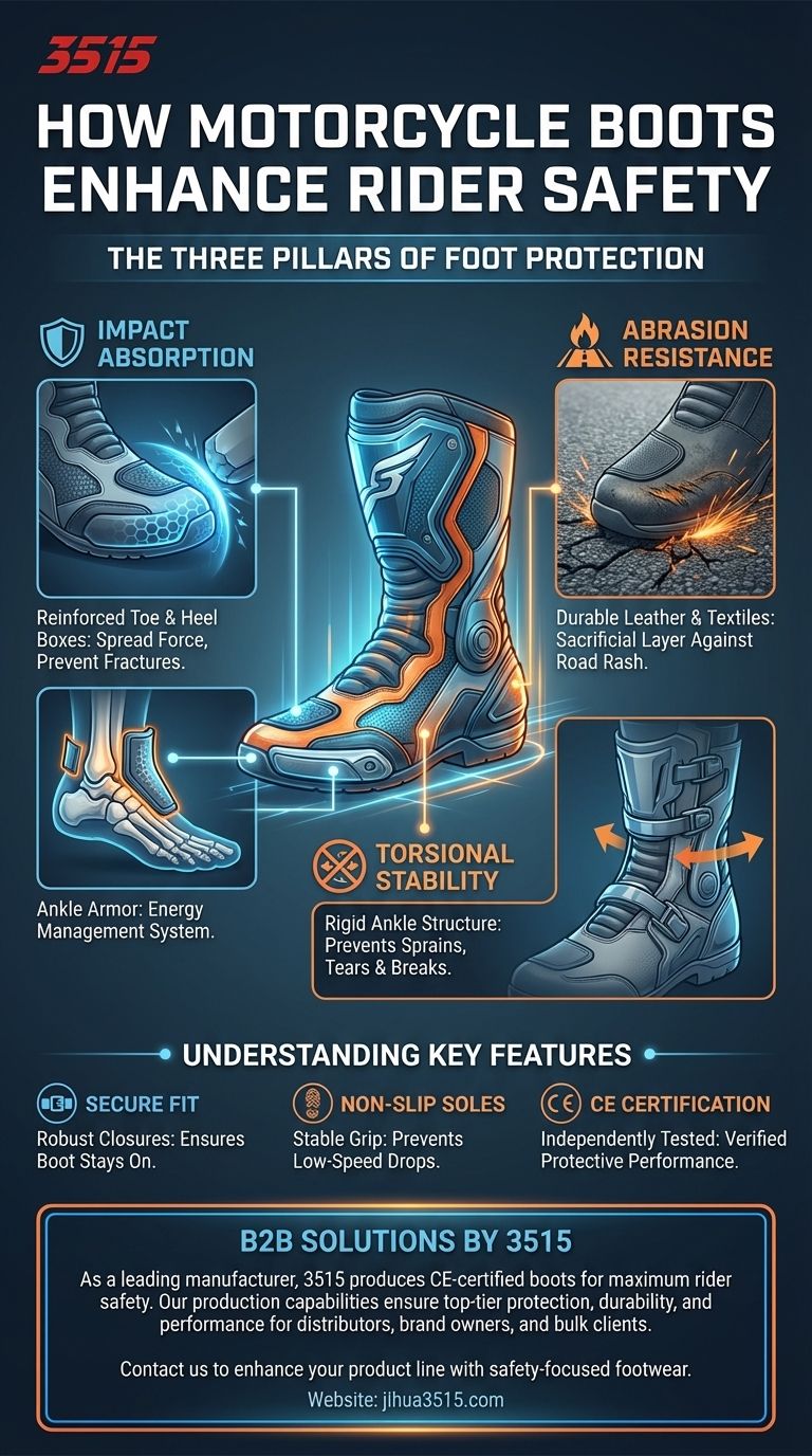 Comment les bottes de moto améliorent-elles la sécurité des motocyclistes ? Protégez vos pieds des impacts, de l'abrasion et des torsions. Guide Visuel