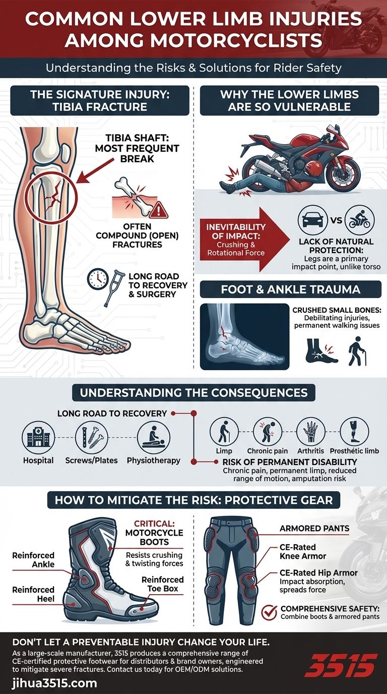 Quelles sont les blessures courantes des membres inférieurs chez les motocyclistes ? Protégez-vous des fractures graves Guide Visuel
