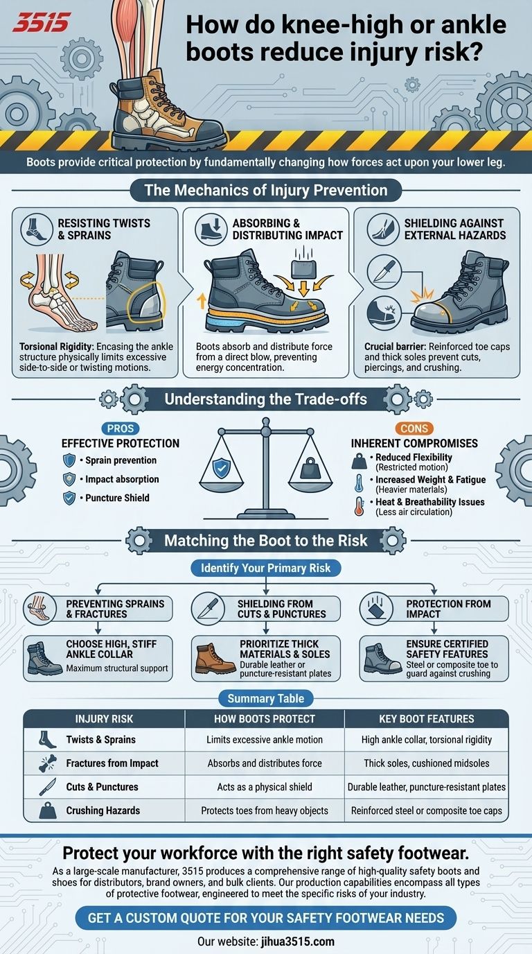 膝丈または足首丈のブーツは、どのようにして怪我のリスクを軽減するのか？高リスク作業のための必須保護 ビジュアルガイド