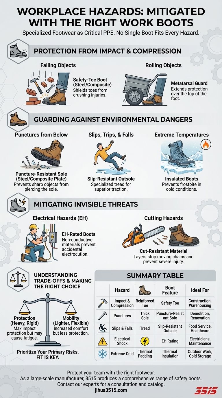 Quali sono i comuni pericoli sul posto di lavoro che possono essere mitigati con gli scarponi da lavoro giusti? Proteggi la tua forza lavoro Guida Visiva