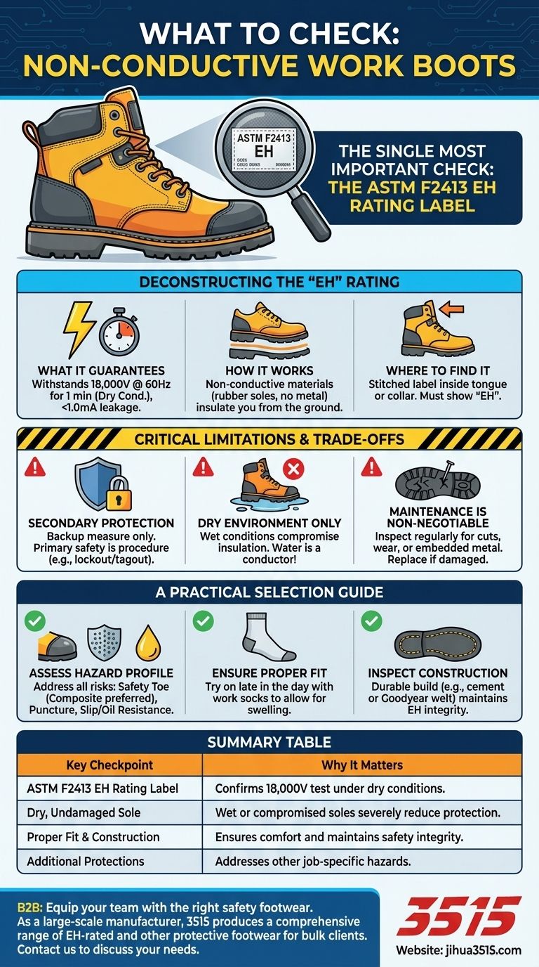 ¿Qué debes comprobar al comprar botas de trabajo no conductoras? Verifica la clasificación EH para máxima seguridad Guía Visual