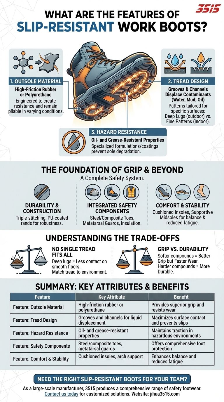 미끄럼 방지 작업화의 특징은 무엇인가요? 최고의 접지력을 위한 핵심 요소 시각적 가이드